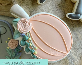 Floral Pumpkin Cookie Cutter - Halloween - Cookie Cutter -  3D Printed Cookie Cutter - TCK88245