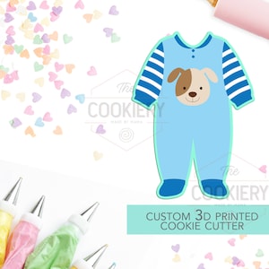 Long Sleeve Footed Baby Onesie Cookie Cutter - Baby Bodysuit - Shower Cookie - 3D Printed Cookie Cutter - TCK32136