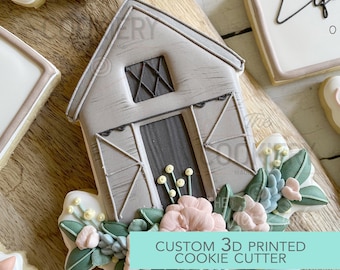 Cortador de galletas con diseño de granja floral - Cortador de galletas con diseño de animales de granja - Cortador de galletas impreso en 3D - TCK88224