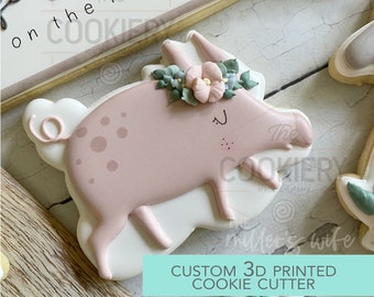Blumen Girly Schwein Ausstechform - Bauernhof Tiere Ausstechform - 3D Gedruckt Ausstechform - TTCK88223