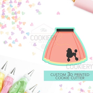 Poodle Skirt Cookie Cutter - 50&#39;s Cutter - Retro Cookie Cutter -  3D Printed Cookie Cutter - TCK17102