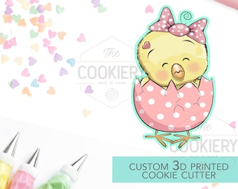 Girly koekjesvorm voor kuiken voor Pasen - koekjesvorm voor kuiken - lente- en zomerkoekje - 3D-geprinte koekjesvorm - TCK12148