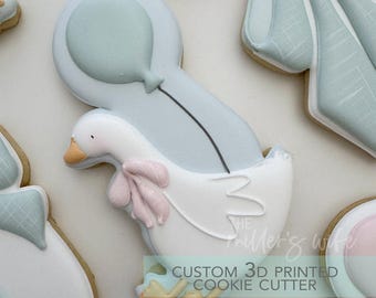 Silly Goose Sitting with Bow -  Goose Birthday Cookie Cutter -   3D Printed Cookie Cutter - TCK34212
