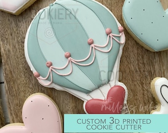 Love in in the Air Hot Air Balloon Cookie Cutter- Valentine&#39;s Day Cookie Cutter -  3D Printed Cutter - TCK88319