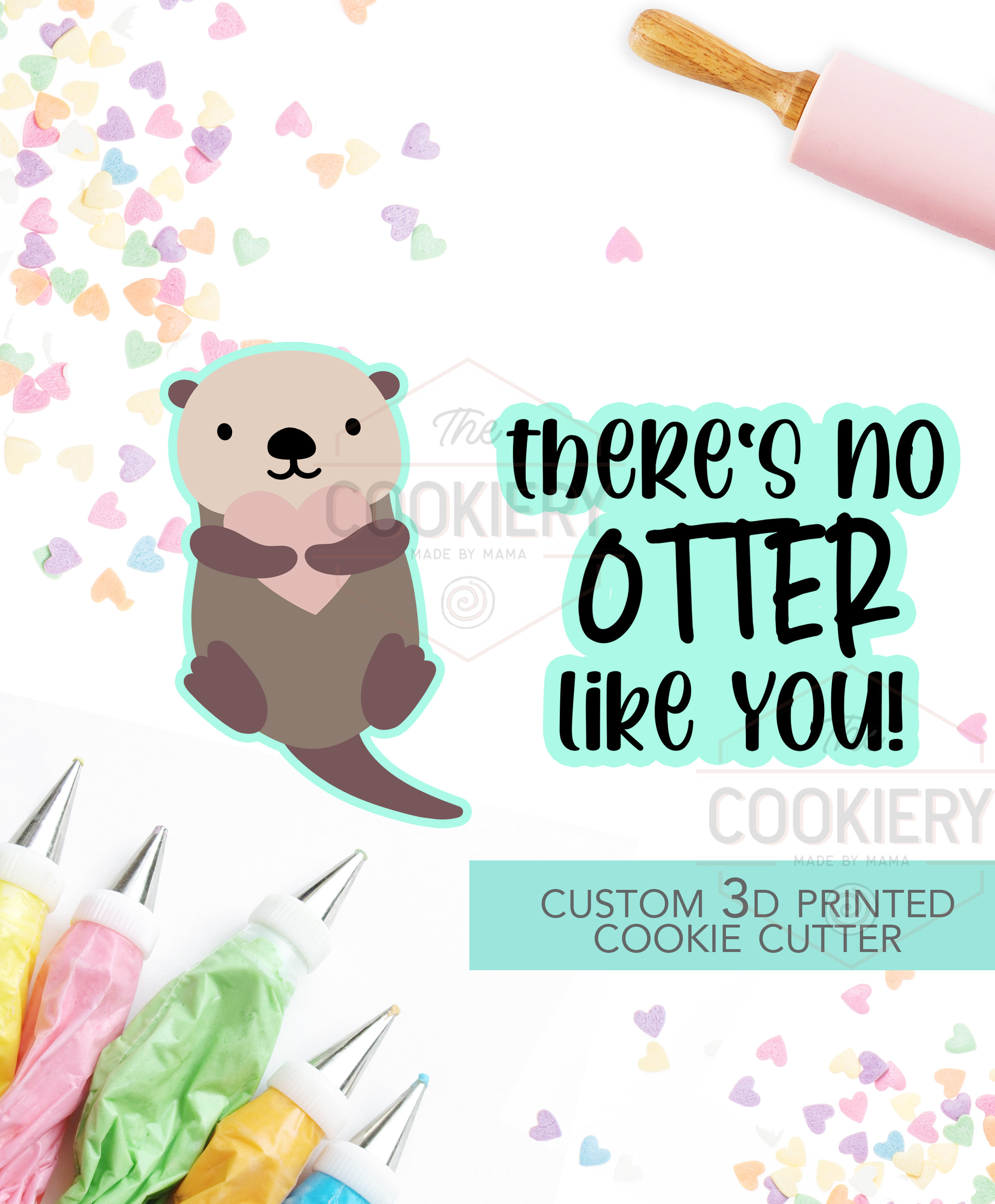 No Otter Like You Set - 2 PC Set  - Valentine's Day puns Cookie Cutters - Platter Cookie cutters - 3D Printed Cookie Cutter - TCK47106