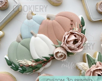 Floral Pumpkins Cookie Cutter - Fall and Thanksgiving - Cookie Cutter -  3D Printed Cookie Cutter - TCK86159