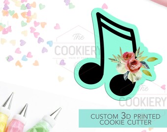 Floral Musical Note Cookie Cutter - Music Note Cutter - 3D Printed Cookie Cutter - TCK58122