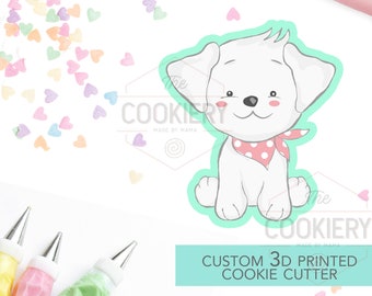 Cute Puppy Cookie Cutter -  Dog with Bandana Cookie Cutter - 3D Printed Cookie Cutter - TCK34135