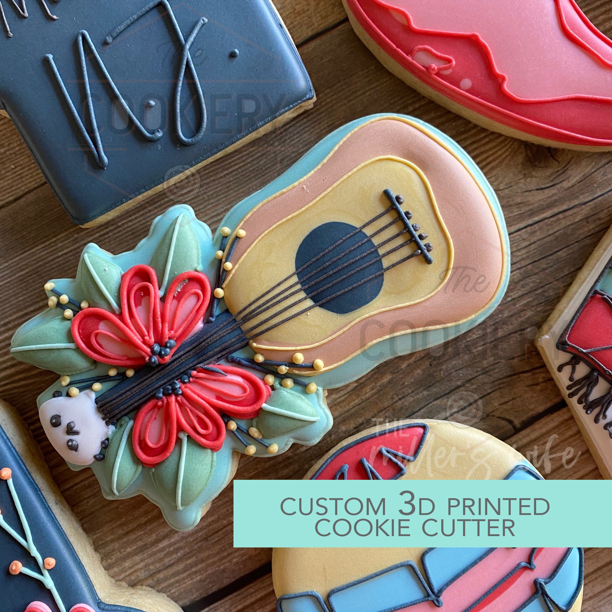 Floral Guitar Cookie Cutter - Cinco de Mayo Cookie Cutter  - 3D Printed Cookie Cutter - TCK88132