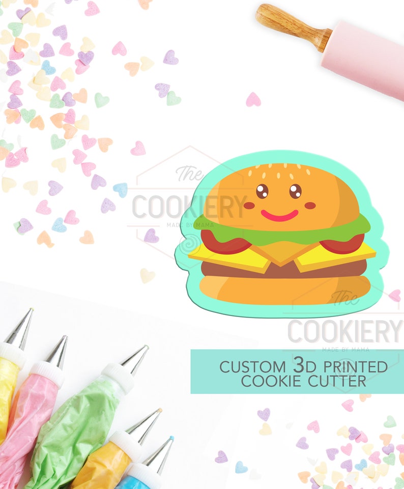 Cortador de galletas con forma de hamburguesa - Galleta con forma de hamburguesa - Cortador de galletas impreso en 3D - TCK22134 imagen 1