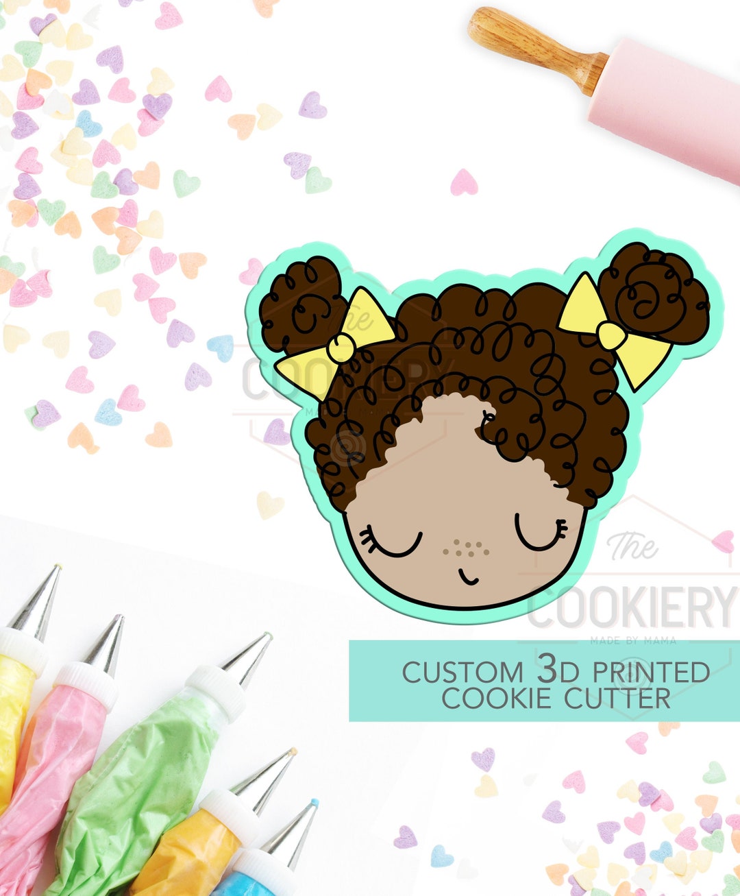 Cute Girl With Pigtails - Cute Little Girl Head Cookie Cutter - Shower ...