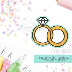 Engagement ring and Wedding Band cookie cutter - Wedding Ring -  Bride Cookie  - 3D Printed Cookie Cutter - TCK26123