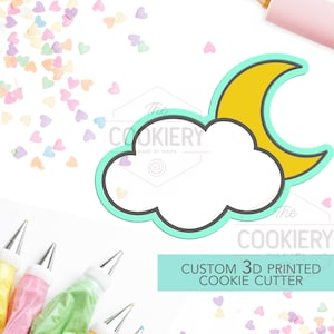 Moon and Cloud Cutter - Night Sky Cutter  - 3D Printed Cookie Cutter - TCK18103