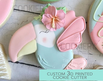 Cortador de galletas con forma de tucán floral - Cortador de aves de verano - Barbacoa de verano - Cortador de galletas impreso en 3D - TCK34134