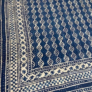 100% cotton blue bedspread,kantha bedspread ,kantha quilt,sofa throw, blue bed throw