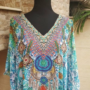Blue Beach Kaftan , beach cover up, swimsuit cover up ,beach wear, caftan women, resort dress, boho dress, lounge wear