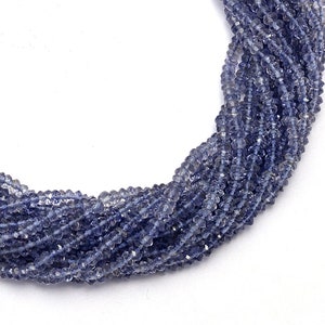 Iolite Faceted Rondelle Beads, 3.5 mm To 4 mm, Iolite Faceted Beads, Iolite Handmade Rondelle Jewelry Making Gemstone Beads, 15 Inch, SKU391
