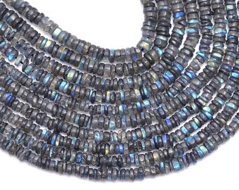 Labradorite Smooth Heishi Beads, 4.5 to 5.5 mm, Labradorite Wheels Gemstone, 16 Inch, SKU643