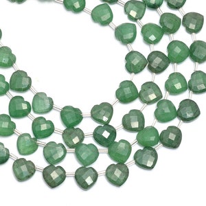 Natural Green Strawberry Beads Quartz Faceted Heart Beads, 11x11 mm To 12x12 mm, Gemstone Jewelry Making Beads, (SKU808)