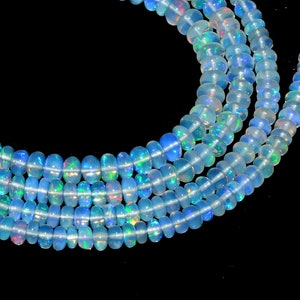 Ethiopian Opal Smooth Rondelle Beads, Welo Opal Beads, Welo Ethiopian Opal Beads, Ethiopian Opal Jewelry Making Beads, 16 Inch, SKU 295