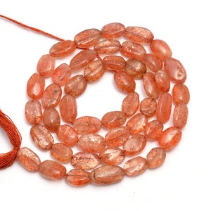 Natural Sunstone Smooth Oval Beads, Sunstone Oval, Sunstone Handmade Jewelry Making Beads,15 Inch (SKU717)