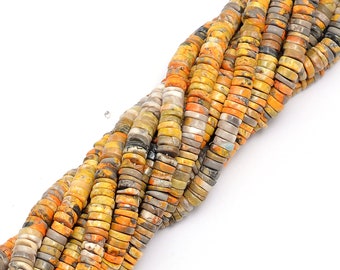 Bumble Bee Smooth Coin Beads, Wheels Bead, Heishi Gemstone Jewelry Making, 17 Inch, SKU598