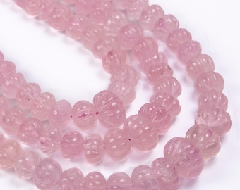 Pink Morganite Melon Carving Beads, 6MM To 15MM Rondelle Shape Carving Beads, Wholesale Gemstone, SKU 2736