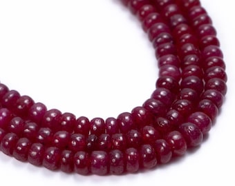 Ruby Smooth Rondelle Beads, Wholesale gemstone, Corundum Ruby Jewelry Making Gemstone Beads, 17 Inches SKU2746