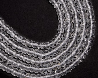 Natural White Topaz Faceted Rondelle beads, Strand length 13 Inch, Wholesale gemstone beads, Jewelry beads, SKU 2810