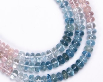 Multi Aquamarine Smooth Rondelle Beads, Gemstone Beads, Strand Length 16 Inch, Jewelry  Making Beads, Wholesale gemstone, SKU 2813