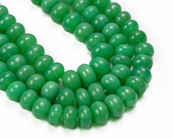 Green chrysoprase chalcedony Rondelle beads, Smooth Rondelle Beads, 5.5mm-9mm Beads, Full Strand 16 inch, Jewelry Making Beads, SKU 2844