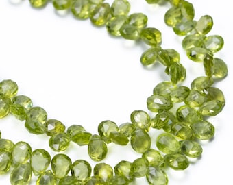 Natural Peridot Faceted Pear Drop Shape Beads, Brittle Peridot Gemstone, Strand Length 9.5 Inch, Jewellery Making Beads,  SKU 2729