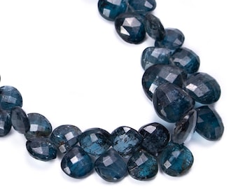 Indigo Kyanite Briolette Faceted Heart Shape Beads, Natural Kyanite Beads, Kyanite Heart Cut Beads | 5X5.5mm to 13X14mm, SKU 2818