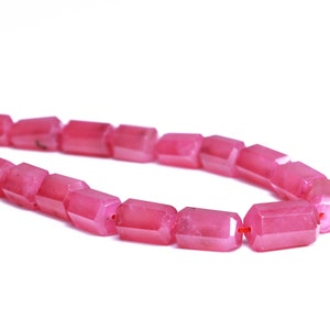 Natural Ruby Cylinder Beads, Faceted Tube Ruby Beads, Pink Ruby Beads, Ruby Gemstone Beads, Ruby Birthstone Beads (SKU1846)