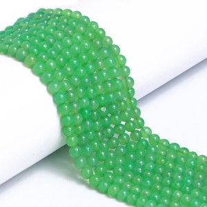 Apple Green Chrysoprase Chalcedony Smooth Round Beads, Green Chalcedony Round, Chrysoprase Jewelry Making Gemstone, May Birthstone,SKU1856