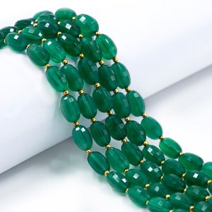 Natural Green Onyx Beads, Faceted Oval Beads, 6.5x9 mm To 8x11 mm Beads, Green Oval Beads, Beads For Jewelry, Gemstone Beads (SKU1562)
