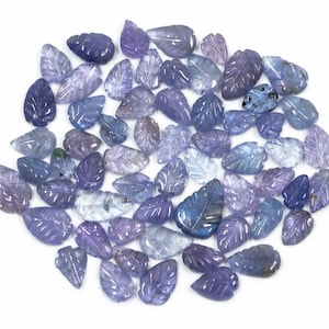 Tanzanite Leaf Carving Loose Gemstone, 5x7 mm To 8x12 mm, Natural Tanzanite Hand Carved Stone, (SKU1659)