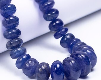Natural Tanzanite Smooth Rondelle Beads, Strand Length 16" Genuine Tanzanite Beads, Jewelry Making Beads, Wholesale Beads SKU2812