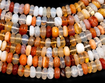 Natural Mexican Fire Opal Smooth Rondelle Beads, 13 Inch Strand, (SKU1610)