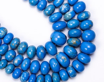 Natural Ceruleite Beads, 5.5mm To 12mm Smooth Rondelle, 18 Inch Strand, Genuine Gemstone for Jewelry Making SKU 2816