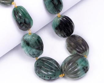 Natural Emerald Carving Necklace, Oval Shape Emerald Carving Gemstone Necklace, Wholesale Gemstone, SKU 2826