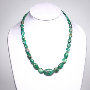 Natural Turquoise Smooth Nuggets Beads Necklace, Unique Wedding Anniversary Gift, Turquoise Stone Beads, (SKU1708)