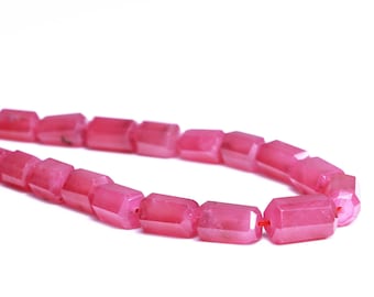 Natural Ruby Faceted Tube Beads, Pink Ruby Cylinder Birthstone Gemstone, SKU1846