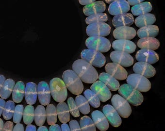 Natural Ethiopian Opal Beads, Fire Opal Rondelle Beads, Faceted Rondelle Beads, 5MM To 9MM Wholesale Gemstone, SKU2675