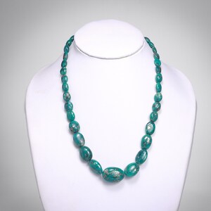Natural Turquoise Smooth Tumble Beads Necklace, Turquoise Nuggets Beaded Jewelry, (SKU1711)