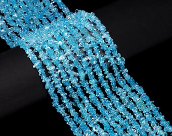 Crystal Blue Color Topaz Beads, Smooth Chips Nuggets Beads, 4 To 6 mm, 36 Inch Strand Topaz Healing Energy Beads, (SKU1907)