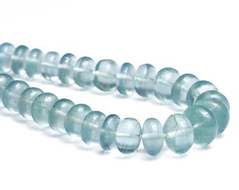 Natural Milky Aquamarine Smooth Rondelle Beads, 5 To 9 mm, Unique Gemstone Beads, (SKU1764)