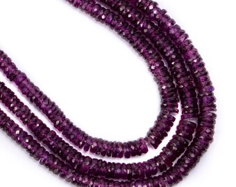 Purple Garnet Faceted Heishi Beads, Gemstone Tyre Beads, Jewelry Making Beads, 3-6MM Garnet Beads, Strand Length 17 inch, SKU 2811