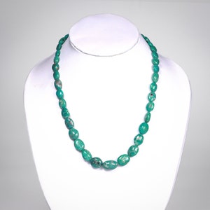 Natural Turquoise Smooth Tumble Nuggets Beads Necklace, Statement Turquoise Jewelry, Unique Beaded Necklace, (SKU1709)