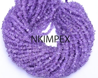 Natural Amethyst Uncut Smooth Chips Beads, 5 To 7 mm, 36 Inch Strand Unique Gemstone Beads, (SKU093)